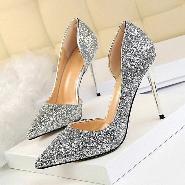 Wedding Shoes Bling Extreme Sequins Gradient Stiletto Ladies Shoes