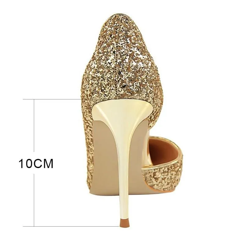 Wedding Shoes Bling Extreme Sequins Gradient Stiletto Ladies Shoes