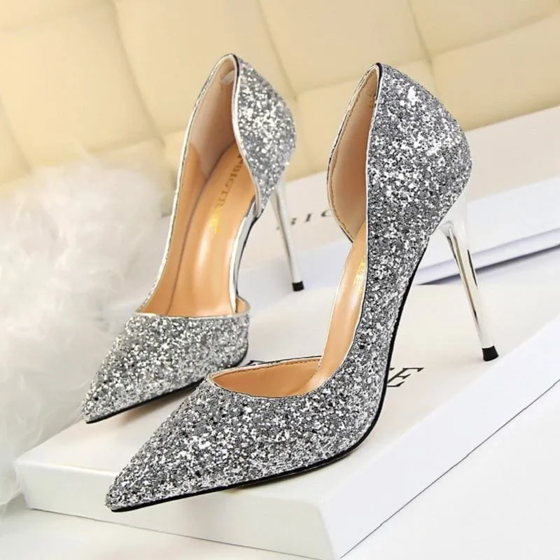 Wedding Shoes Bling Extreme Sequins Gradient Stiletto Ladies Shoes