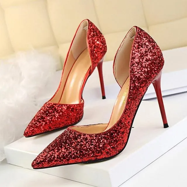 Wedding Shoes Bling Extreme Sequins Gradient Stiletto Ladies Shoes