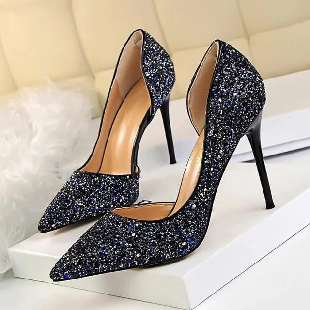 Wedding Shoes Bling Extreme Sequins Gradient Stiletto Ladies Shoes