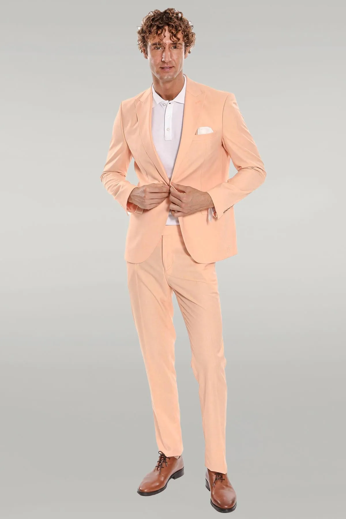 WSS Patterned 2 Piece Slim Fit Yellow Men Suit  - Singen