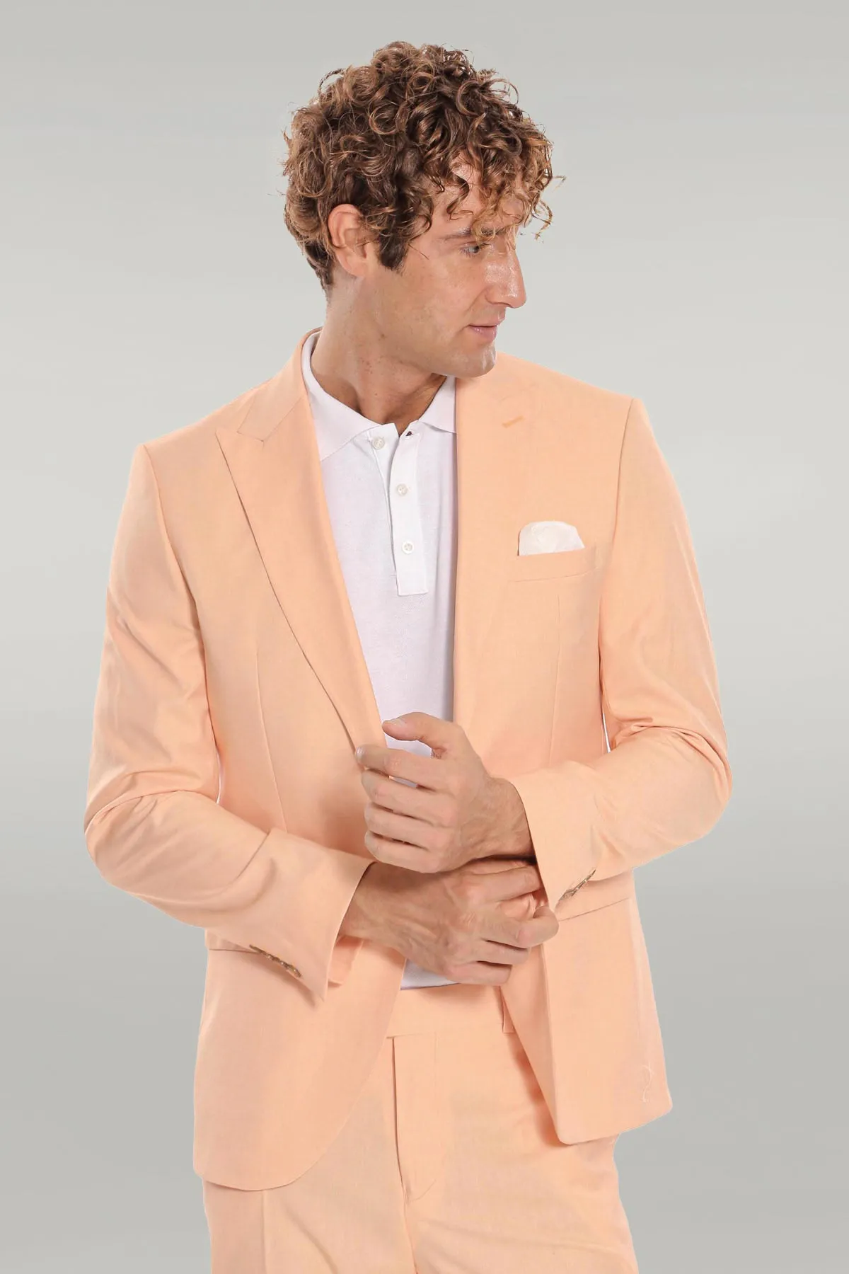 WSS Patterned 2 Piece Slim Fit Yellow Men Suit  - Singen
