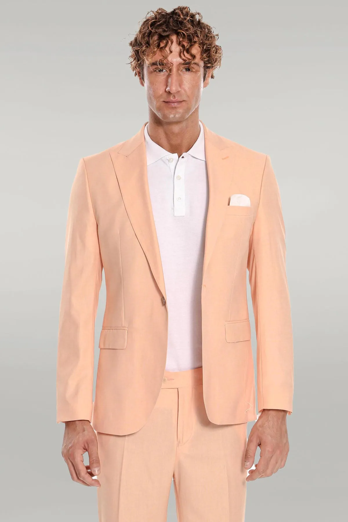 WSS Patterned 2 Piece Slim Fit Yellow Men Suit  - Singen